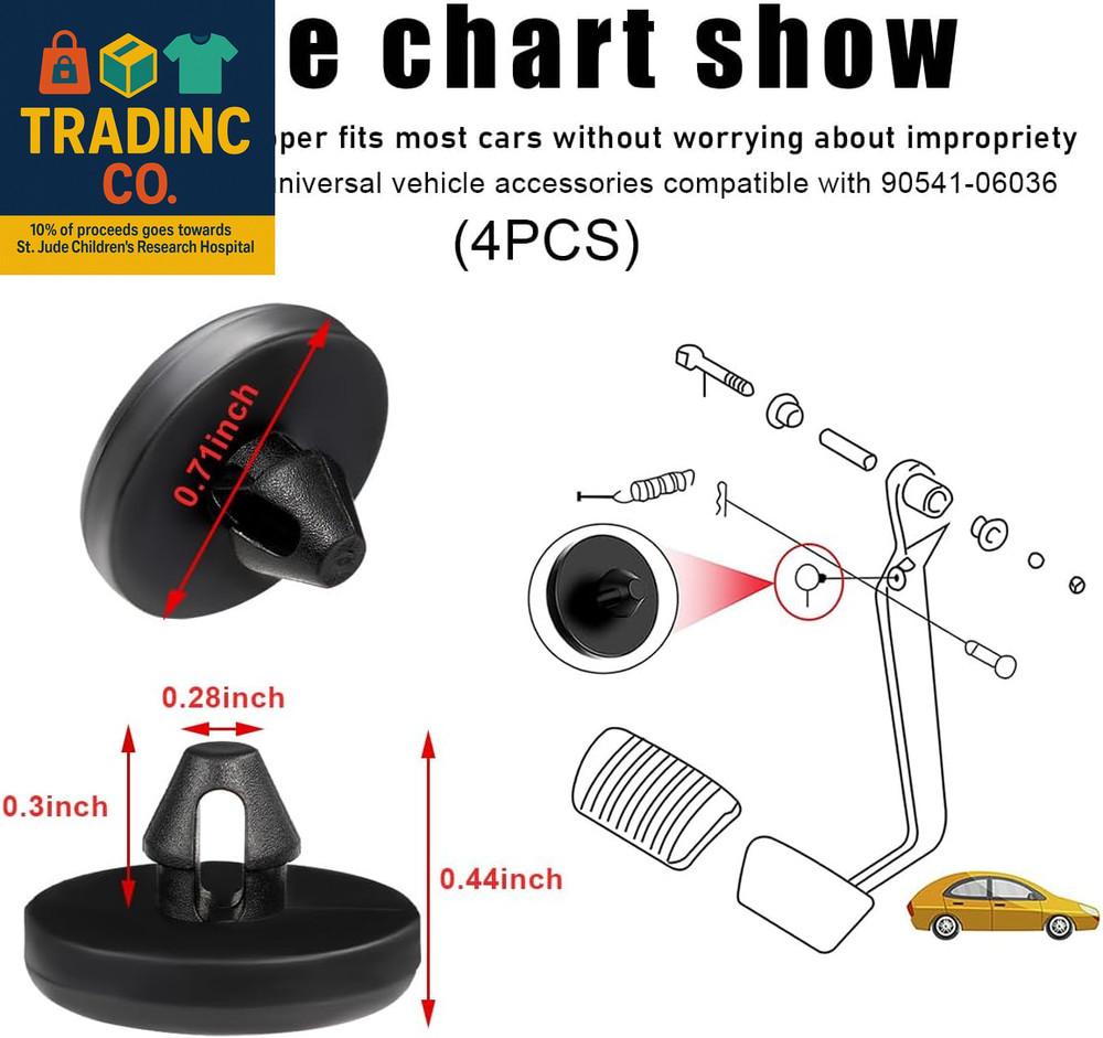 4 PCS Brake Switch Stopper, Car Brake Pedal Stop Pad Replacement Compatible with