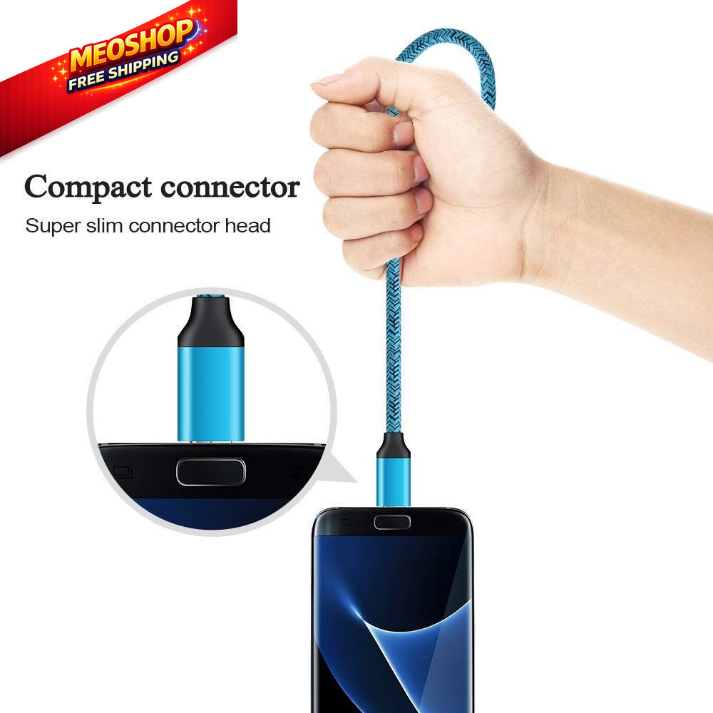 Android Charger Micro USB Cable 2 Pack 6ft Long Braided 6 feet, Purple+Blue
