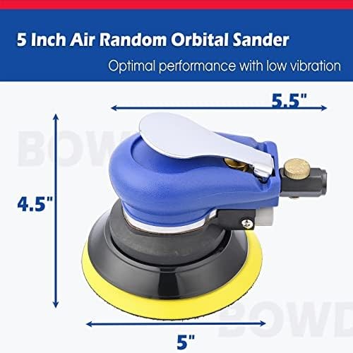 5" Pneumatic Random Orbital Sander with Sandpapers