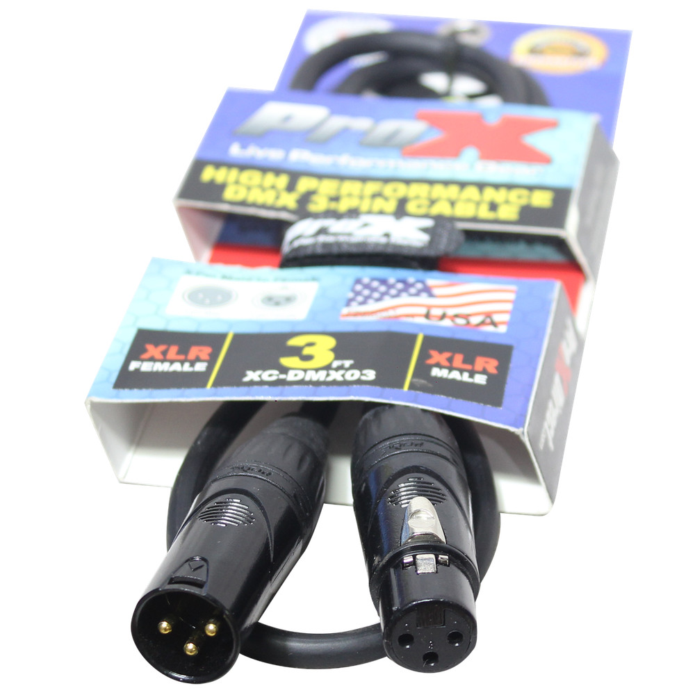 10 ProX 3 Pin 3 ft DMX High Performance Lighting Cable - Data Cable
