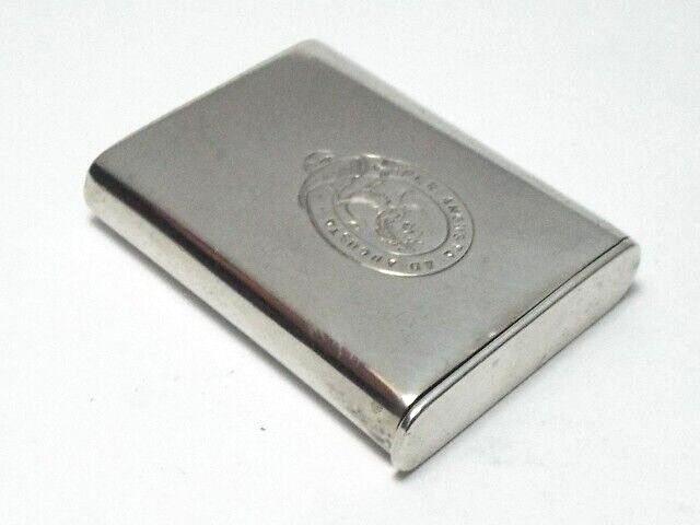 RARE ANTIQUE VICTORIAN FLAT TOP SOLID SILVER VESTA CASE, CRESTED BIRMINGHAM 1881