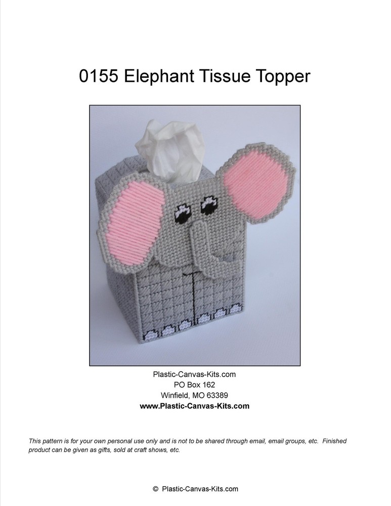 Elephant Tissue Topper-Plastic Canvas Pattern or Kit