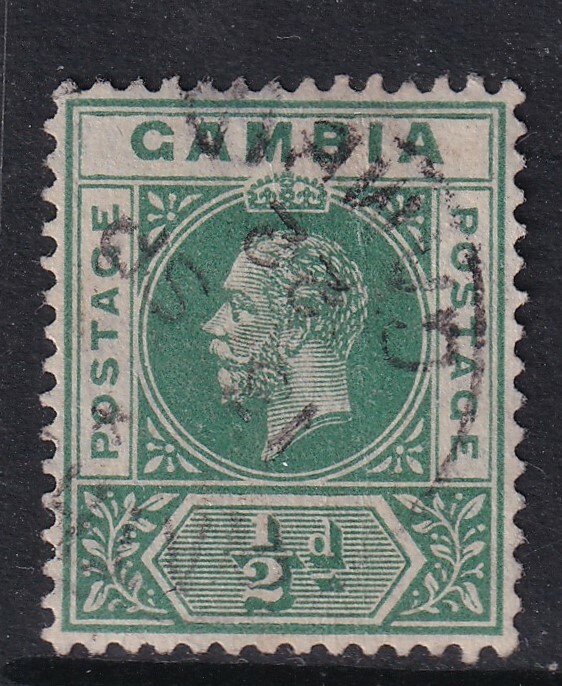 Gambia 1921/2 Script CA ½d green - Sg108 - used with CDS