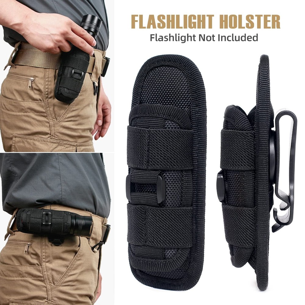 Tactical Molle Flashlight Holder Nylon Belt Holster Flashlight Torch Case Pouch