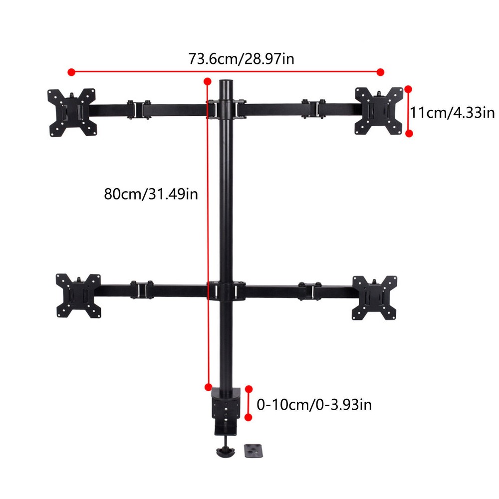 Multi Monitor Mount Gaming Pc Vertical Desktop Computer Stand Rack Screen Quad