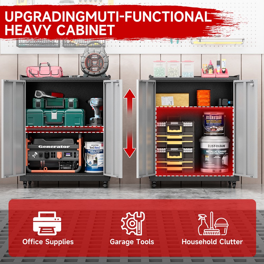 Garage Storage Cabinet System 8-Pcs Workshop Set Metal Rolling Tool Cabinet Box