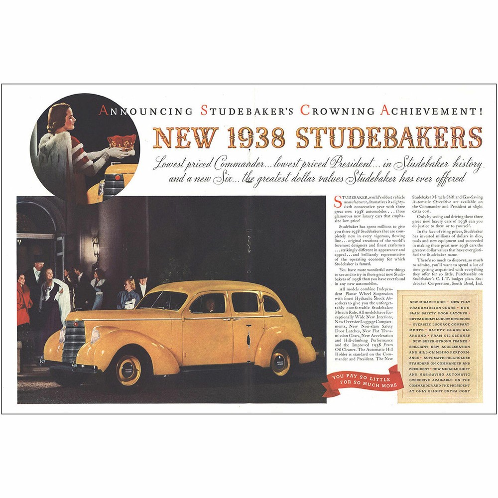 1938 Studebaker: Crowning Achievement Vintage Print Ad