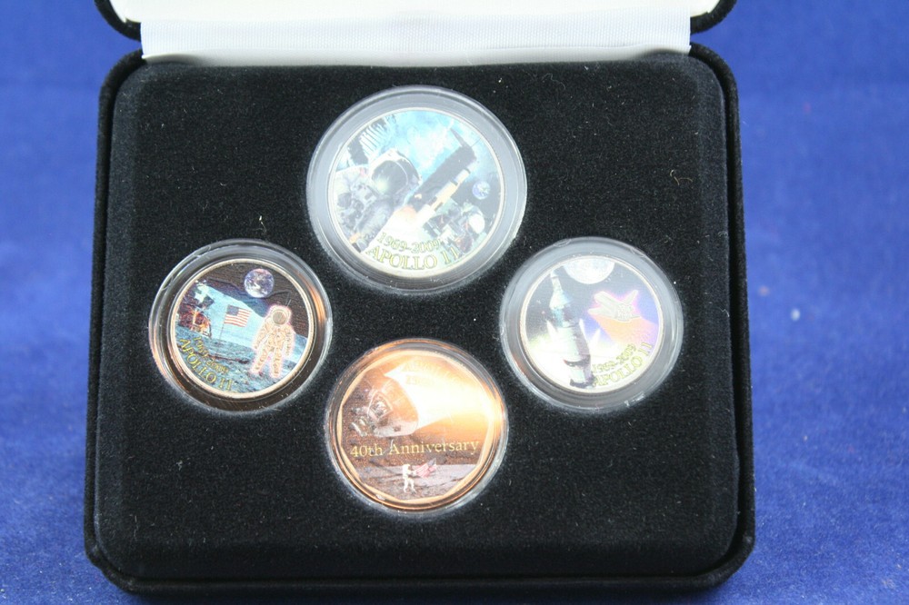 Apollo Missions 4 Coin Colorized Set.