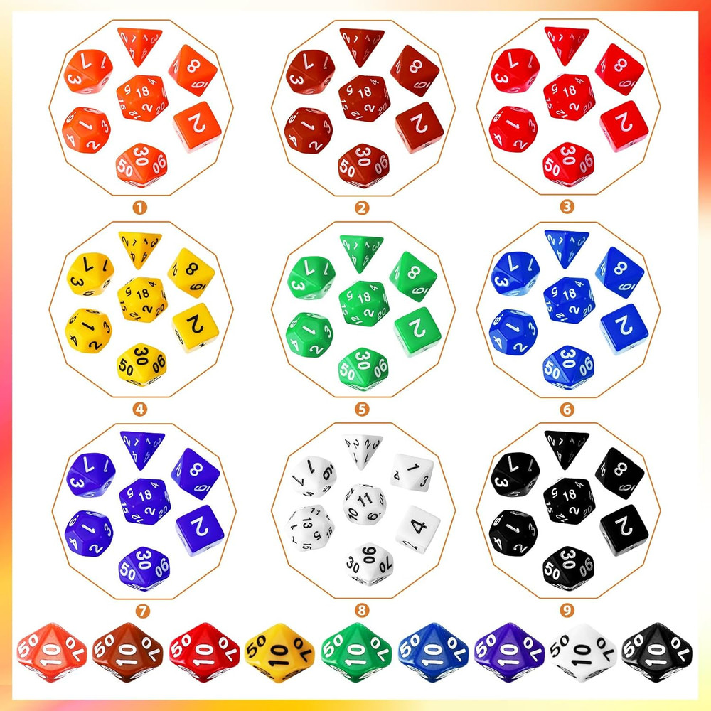 105 Pcs Dice Sets Bulk with Drawstring Bag Polyhedral Dice Sets Multi Role Playi