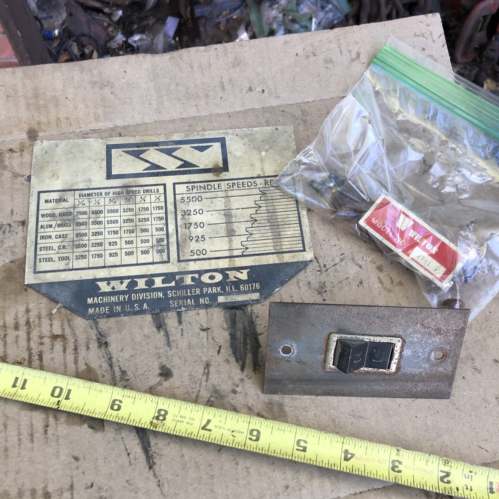 WILTON DRILL PRESS BENCH 2781 ON OFF SWITCH PLATE