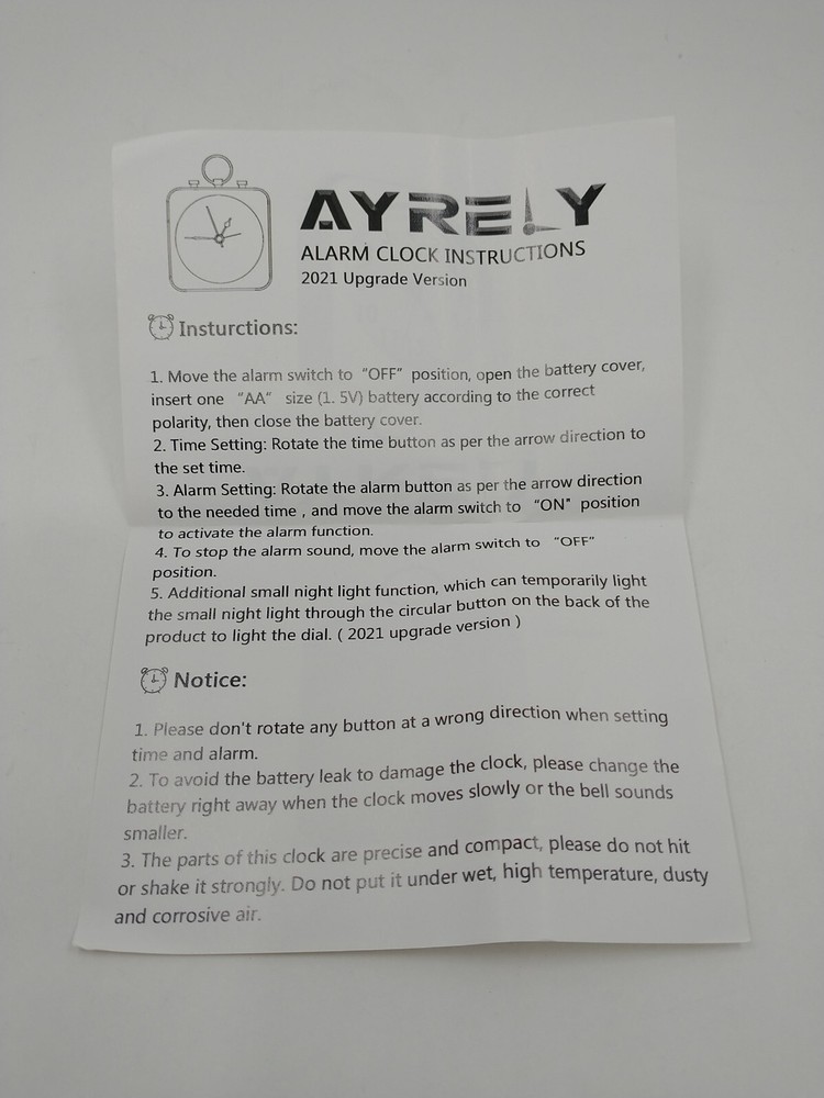 Ayrely Brand Alarm Clock