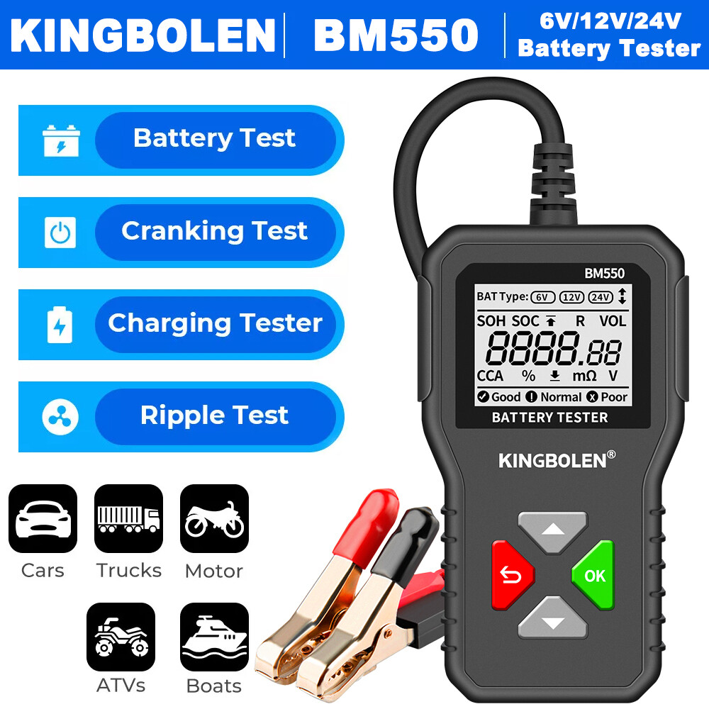 6V 12V 24V Car Battery Voltage Load Tester Digital Battery Analyzer 100~2000CCA