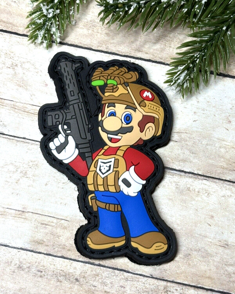 PVC Tactical Patch- Mario Patch - Hook Loop Morale Gun Mario Patch