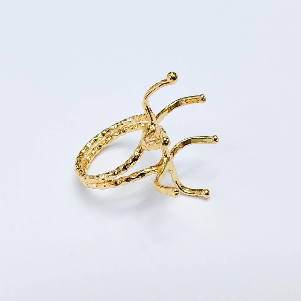 Claw Ring Blank Base Setting Adjustable Ring 25x18mm Bezel Shiny Gold G37575