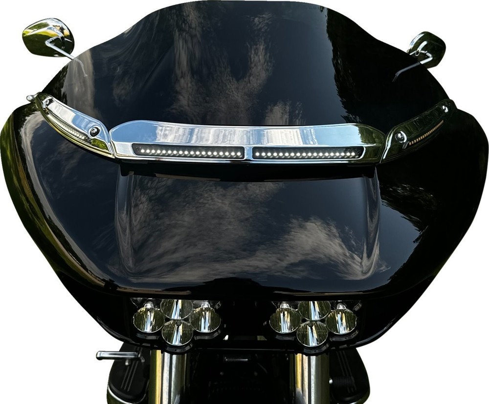 Custom Dynamics Chrome LED Windshield Trim (CD-RG-CV-W-C)