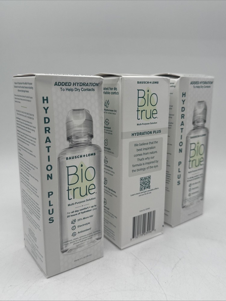 3 Pack: Biotrue Hydration Plus Contact Lens Solution 4 oz. (Exp 2027)