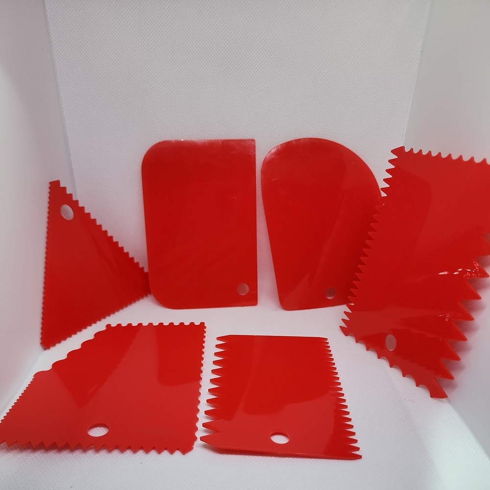 6 Pcs Plastic Clay Scraper, 1 Set Pottery Tools Soft Scraper, Red