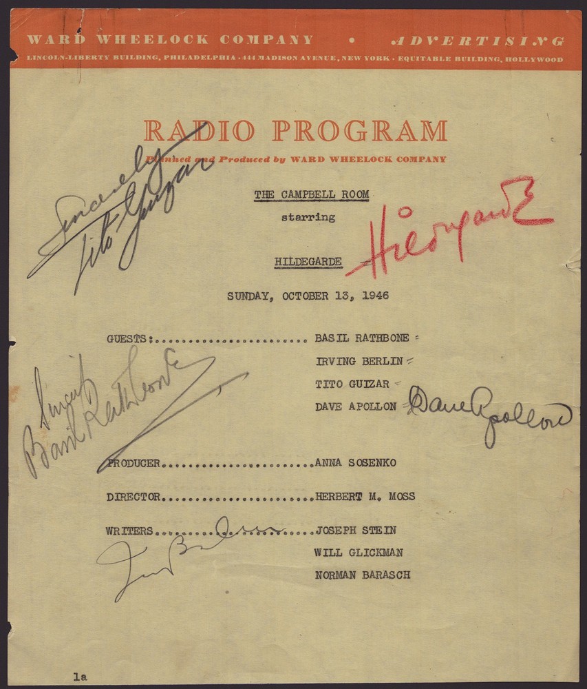 IRVING BERLIN - PROGRAM SIGNED CIRCA 1946 WITH CO-SIGNERS