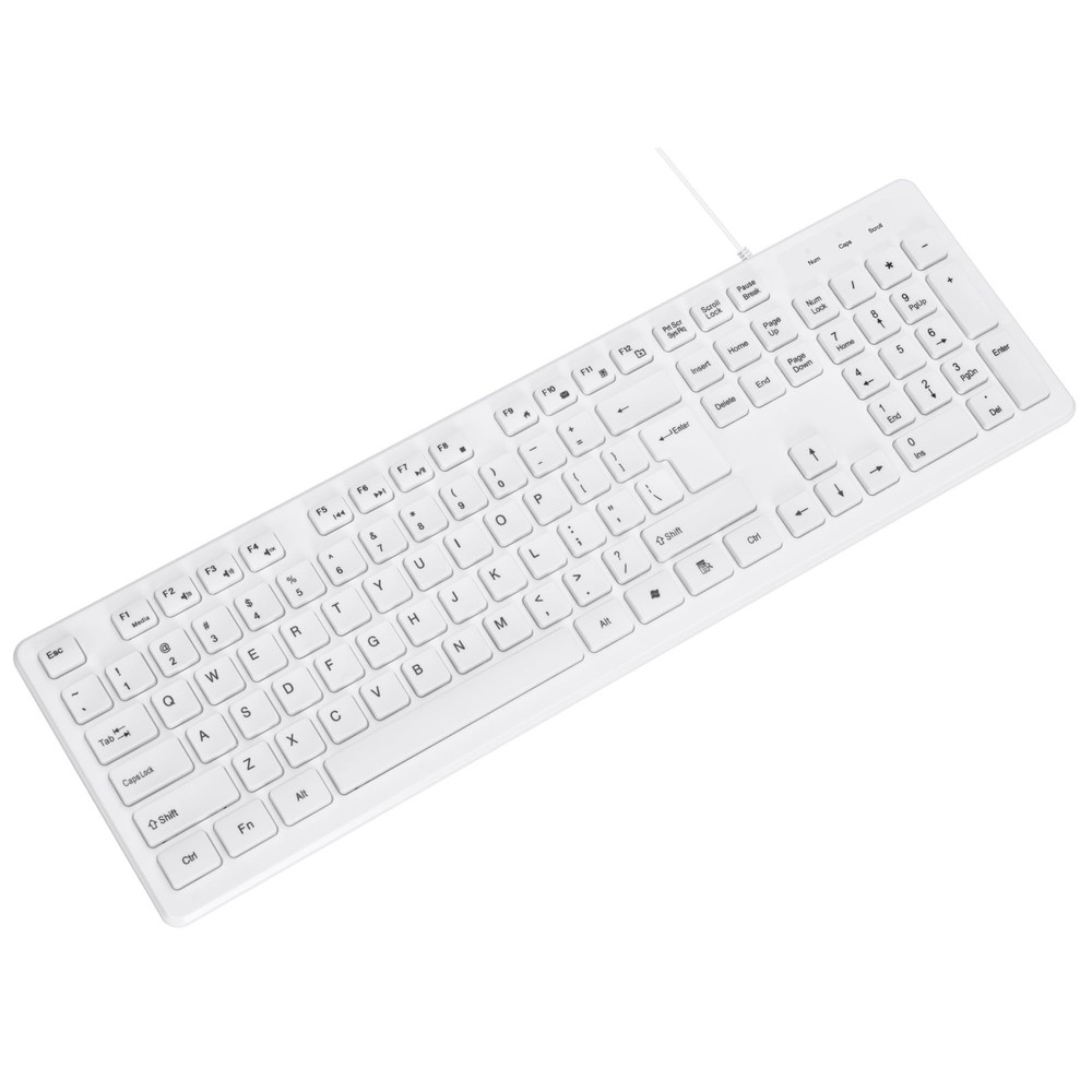 MCSaite Wired White USB 104 Keys Computer Keyboard Stands Waterproof US Layout