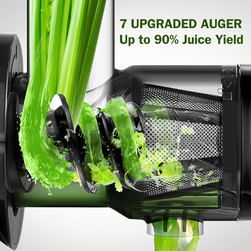 Cold Press Masticating Juicer Machine - 90% Yield Reverse System, Quiet Motor fo