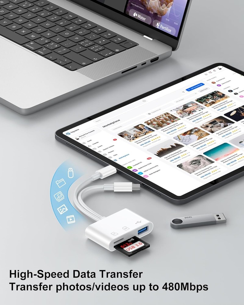Ultra-Fast SD Card Reader for iPhone & Android - Dual USB-C & Lightning