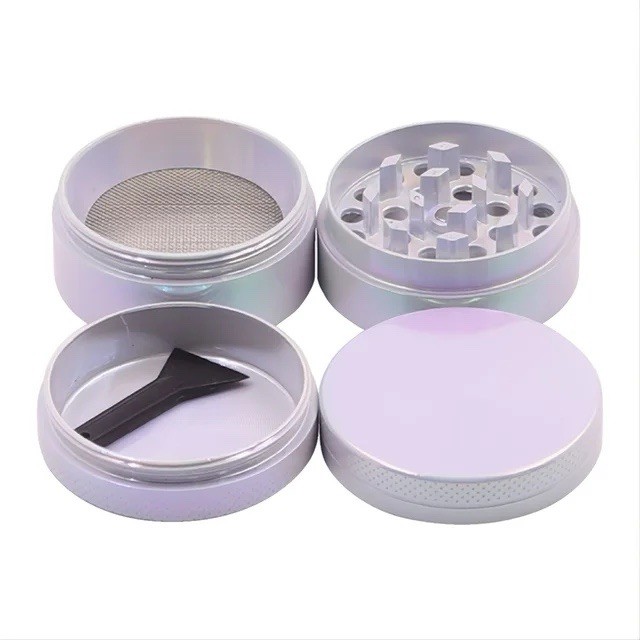 Large 2.5" Silver Gradient Metal Herb Grinder - 4 Layer Ships From US