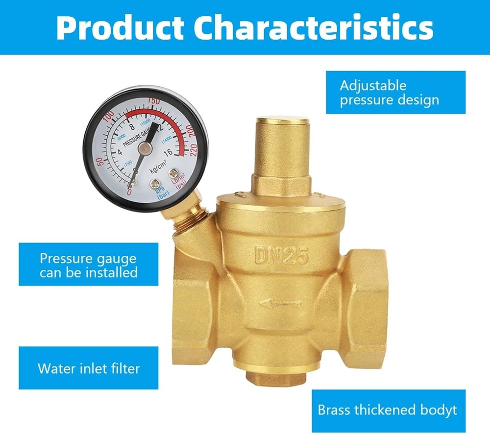 DN25 Water Pressure Regulator 1 inch Valve Brass...