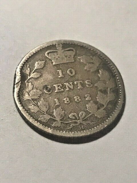 1882-H Canada Silver 10 Cents Planchet Error VG+ #829