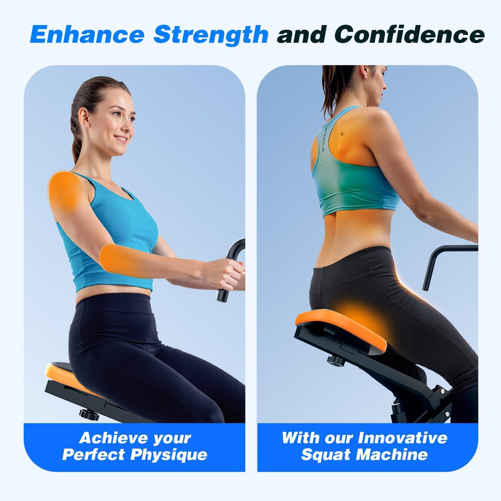 OWLSKY Squat Rowing Machine for Home Gym, Compact Foldable Squat Exercise Machin