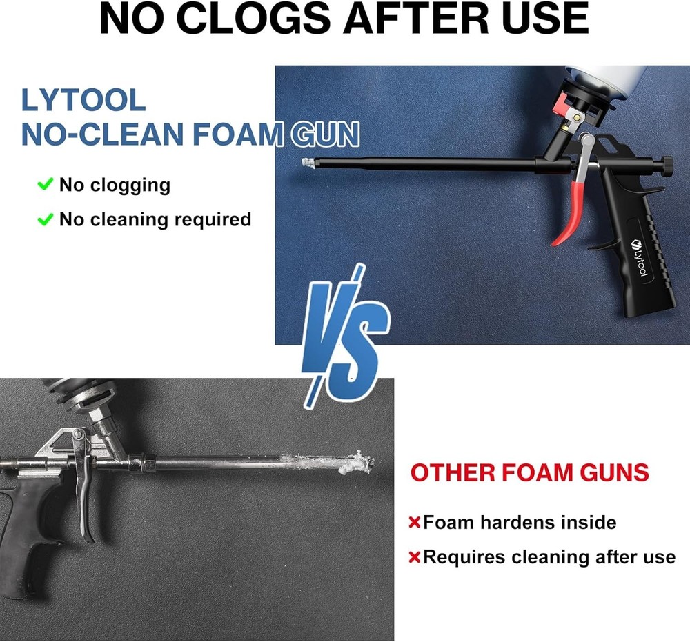 Adjustable Foam Applicator Gun - Hand-Powered No-Clean Design for Home Projects