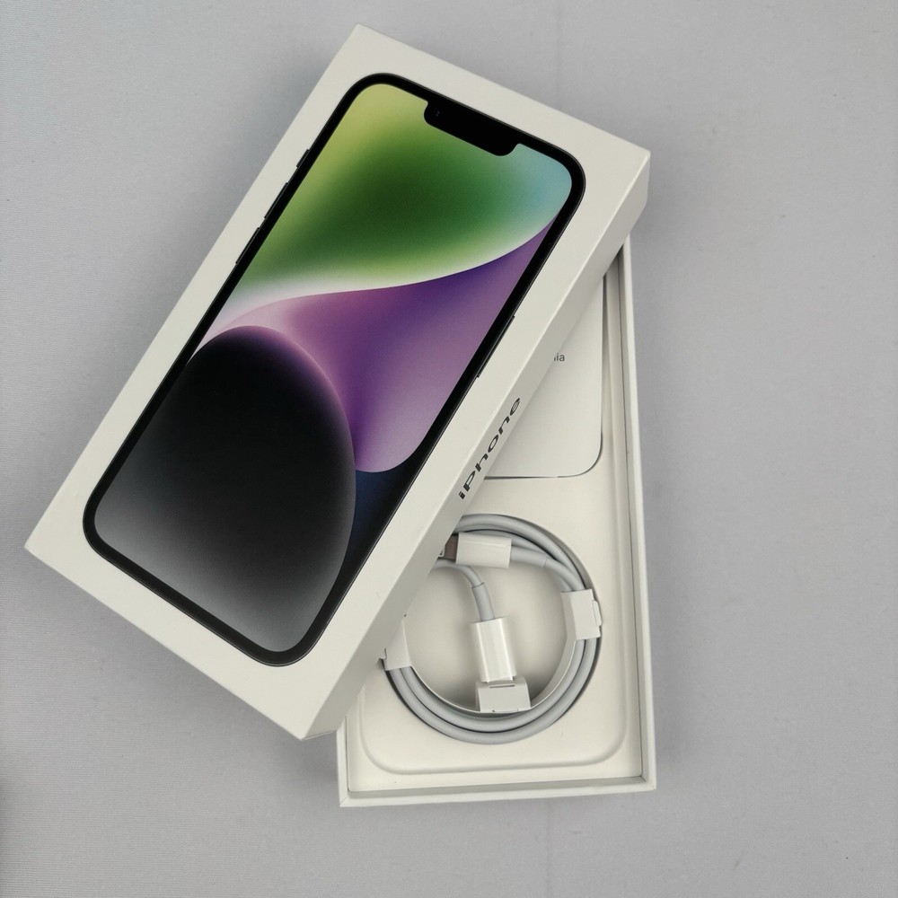 Original Apple iPhone 14 Midnight 128GB EMPTY BOX with USB-C Charging Cable