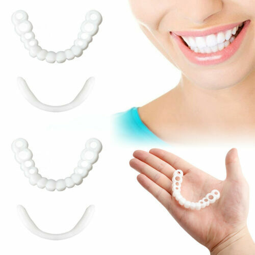 Upper Lower Teeth Silicone Veneers Dentures Snap-on Teeth Kit False Teeth