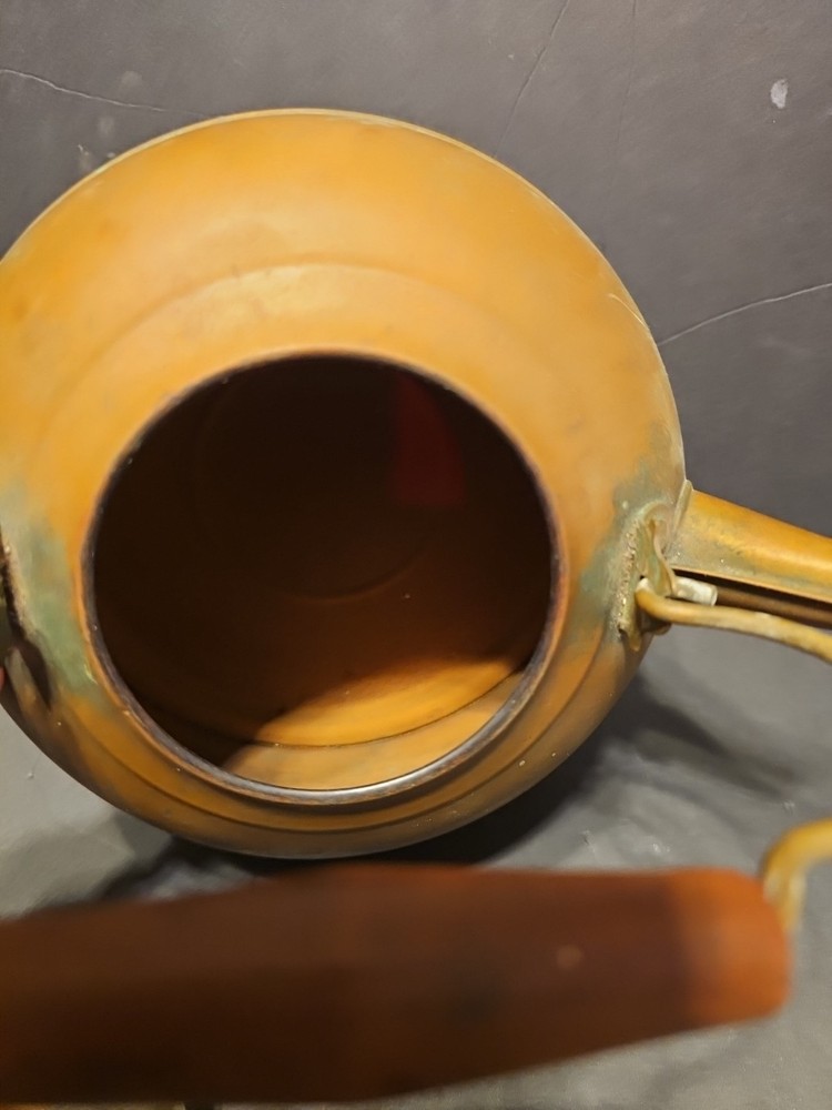 Vintage Copper Tea Kettle Wood Handle