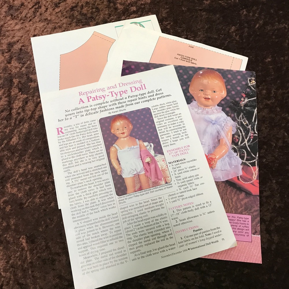 7p Doll Article Patsy Type Doll Repairing and Dressing with Sewing Pattern