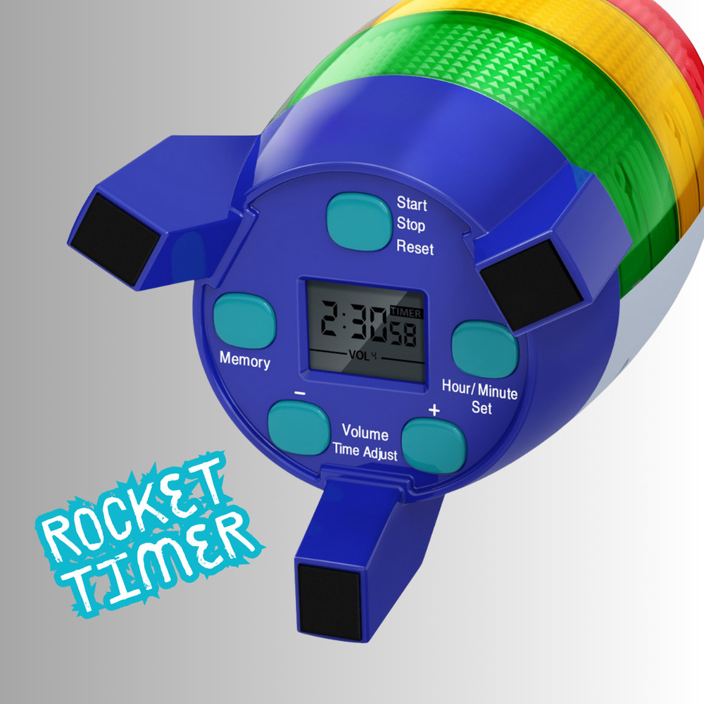 Rocket Countdown Timer for Kids – 24H Visual Alarm with Lights & Memory