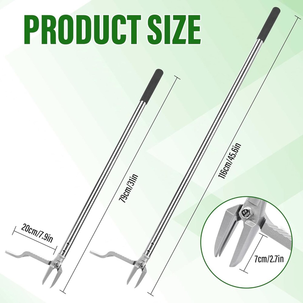 Stand up Weed Puller with 3 Claw Head, 45.6" Long Handle Weed Puller Tool