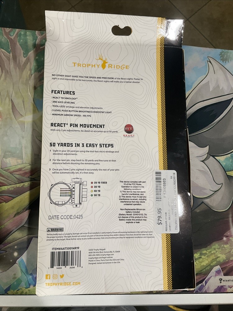 TROPHY RIDGE REACT H4 BOW SIGHT - RH New!!