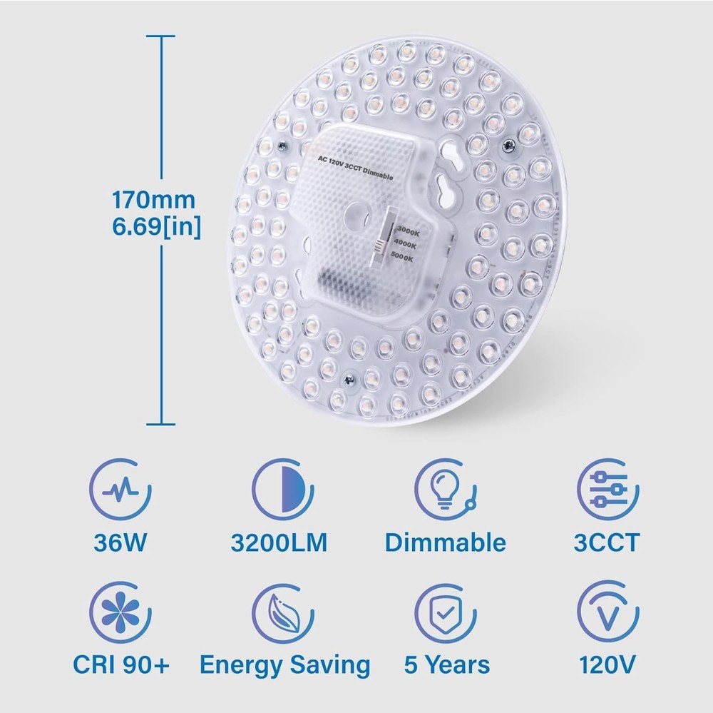 36W 2-Pack LED Light Engine: Dimmable Flush Mount with 3200 Lumens Brightness