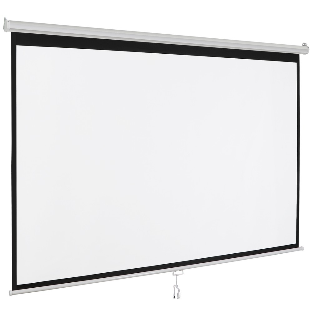 100" Projector Screen Manual Pull-down 16:10 Hd Projection Screen Home Office