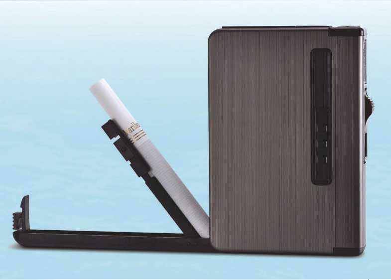 Automatic Cigarette Case Dispenser with Built in Torch Butane Lighter Windproof
