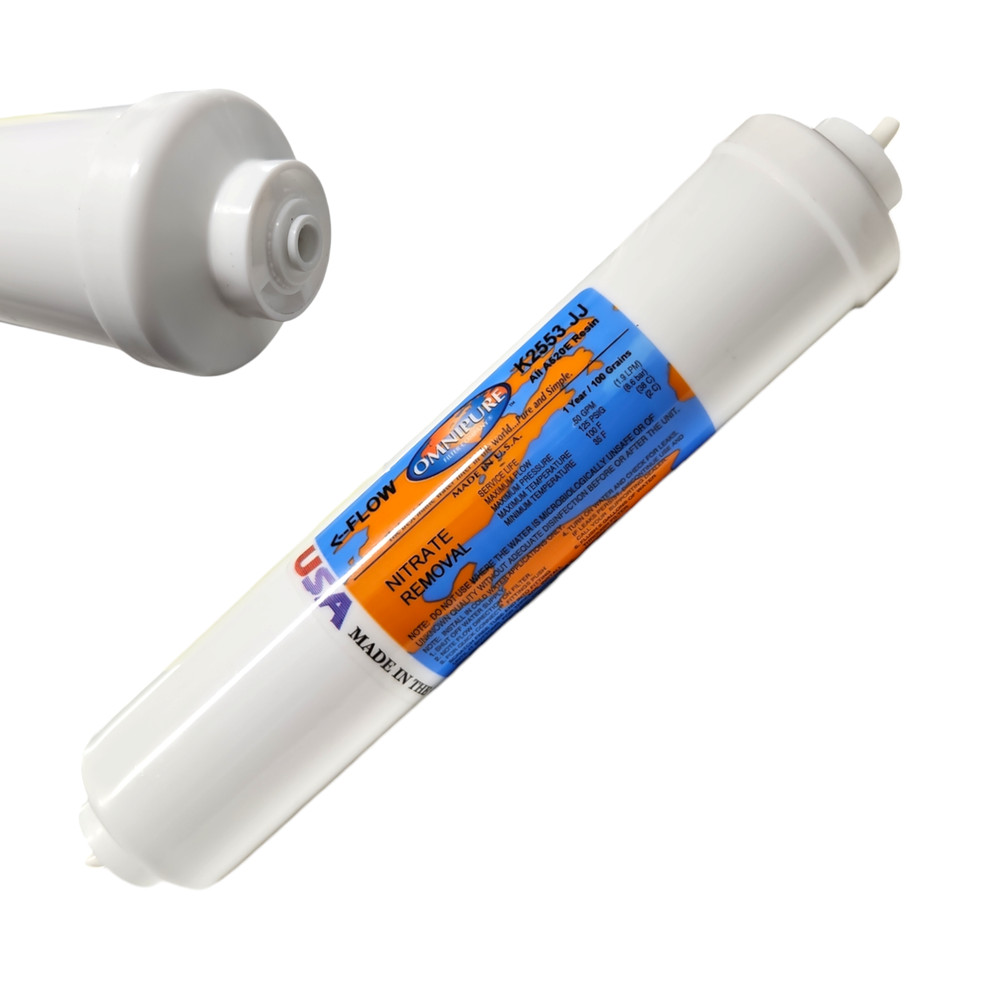 Omnipure K2553-JJ - 10" x 2" Nitrate Removal Inline Filter 1/4" Quick Connect