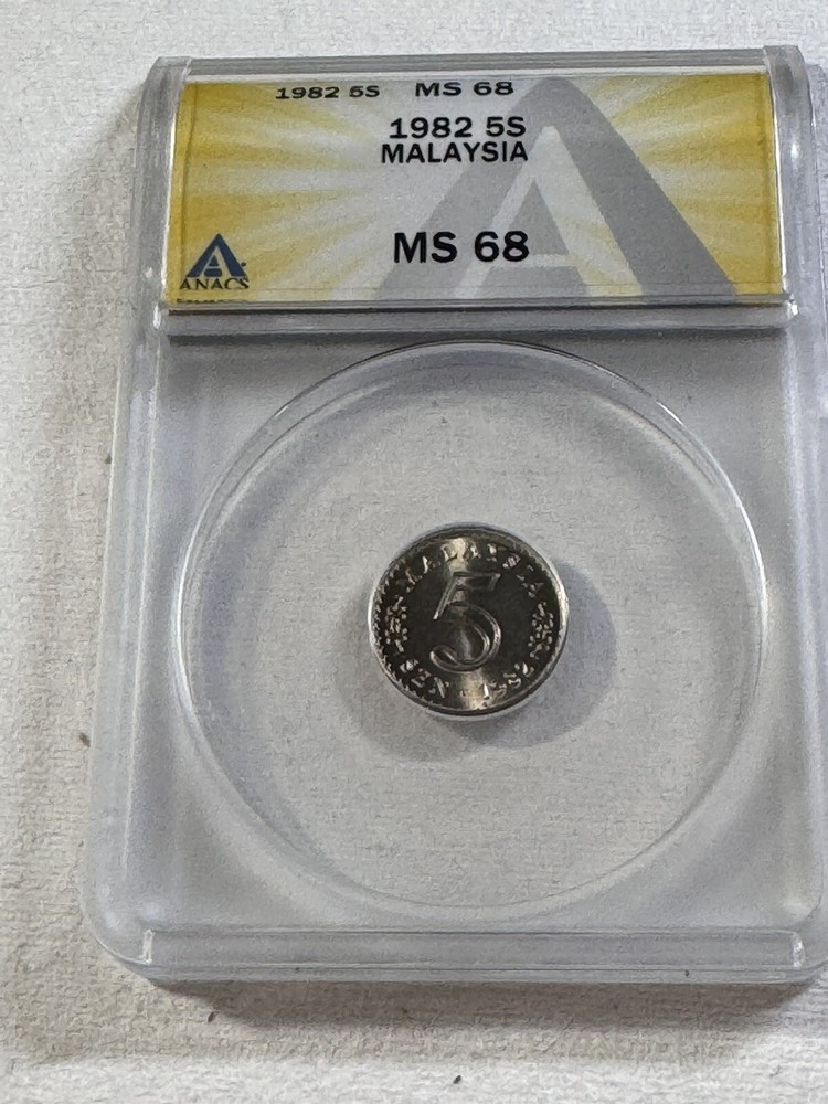 1982 Malaysia 5 Sen Graded MS 68 by ANACS