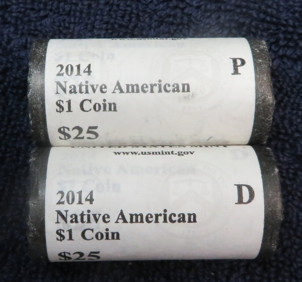 2 Mint Rolls 2014 Dollar Native American P/D