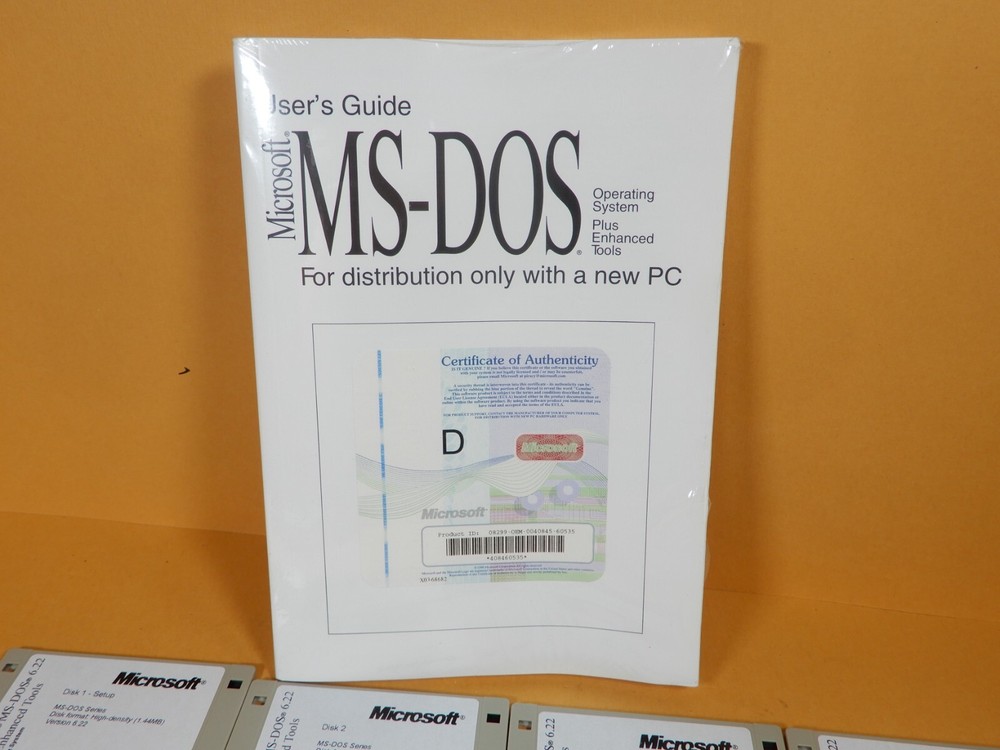 Microsoft MSDOS 6.22 Two Floppy Copies Plus Sealed Book