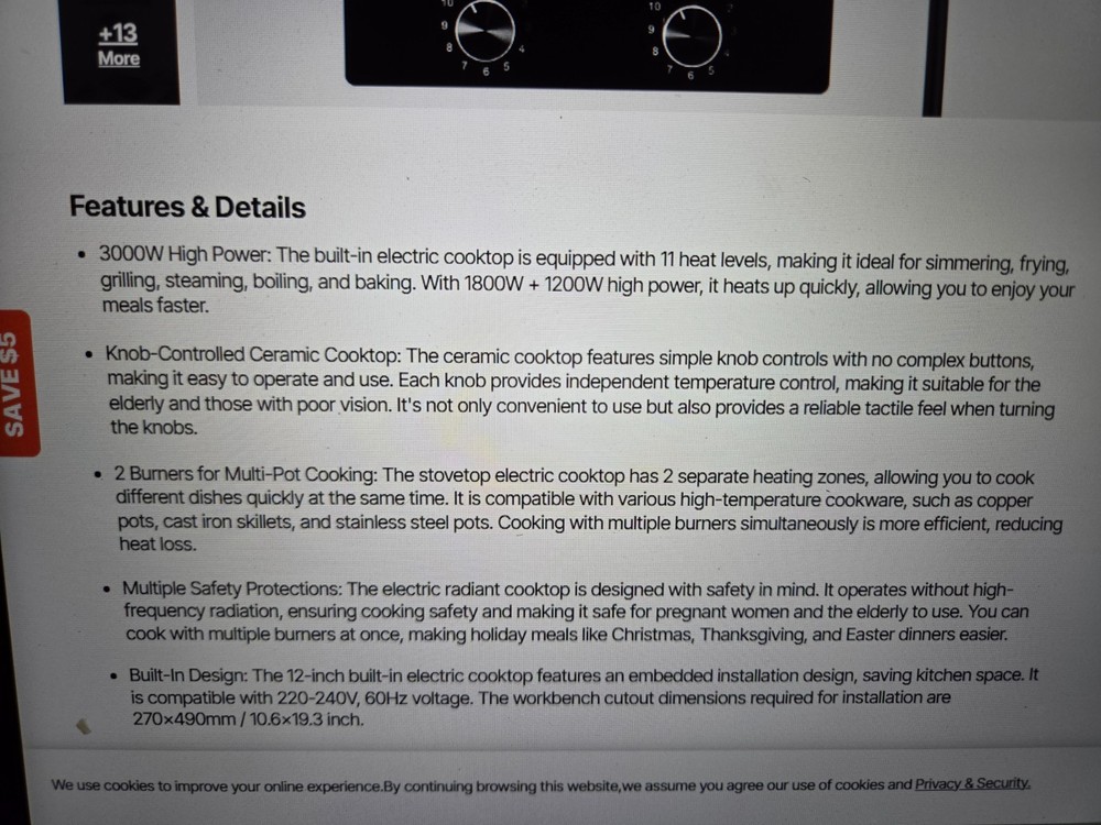 vevor stove top 2 burner