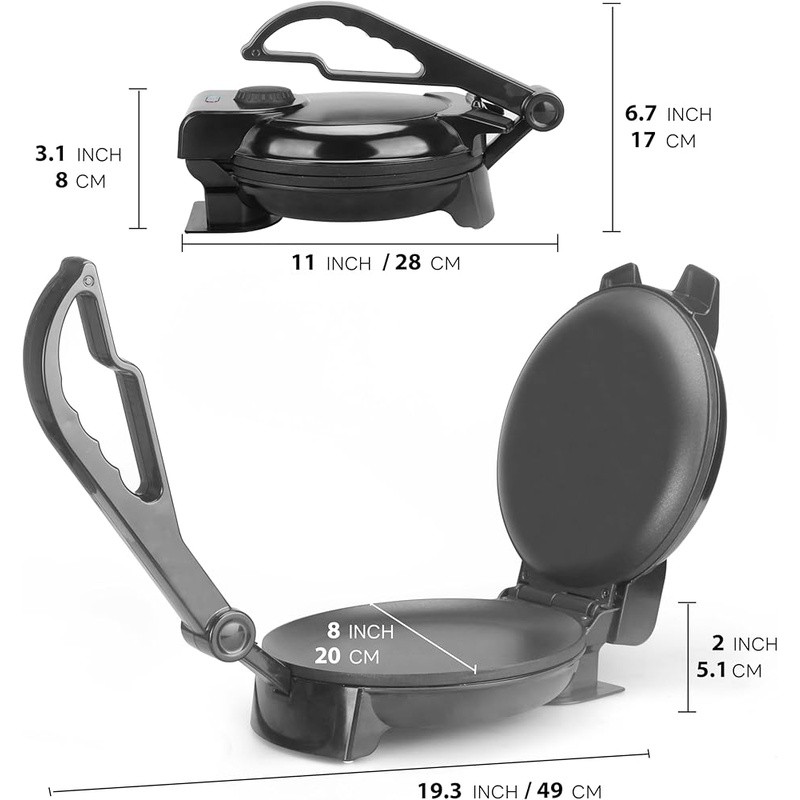 Electric Roti Maker Non Stick Temperature Control U Shaped Flatbread Cooker New