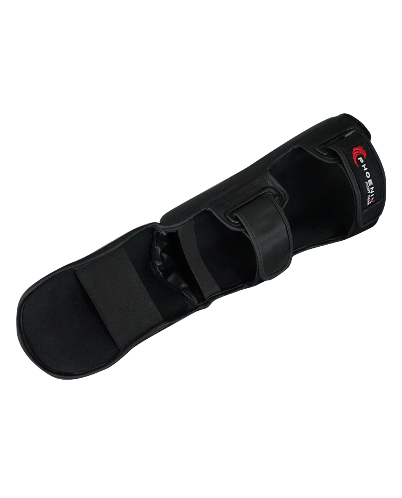 Flight Shin Guards with Extra Padding - Black -for MMA, Muay Thai