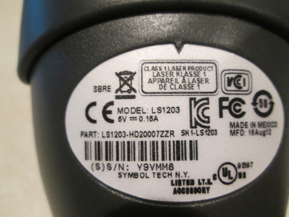 Motorola/Symbol Barcode Scanner w/ OUT USB Cable LS1203