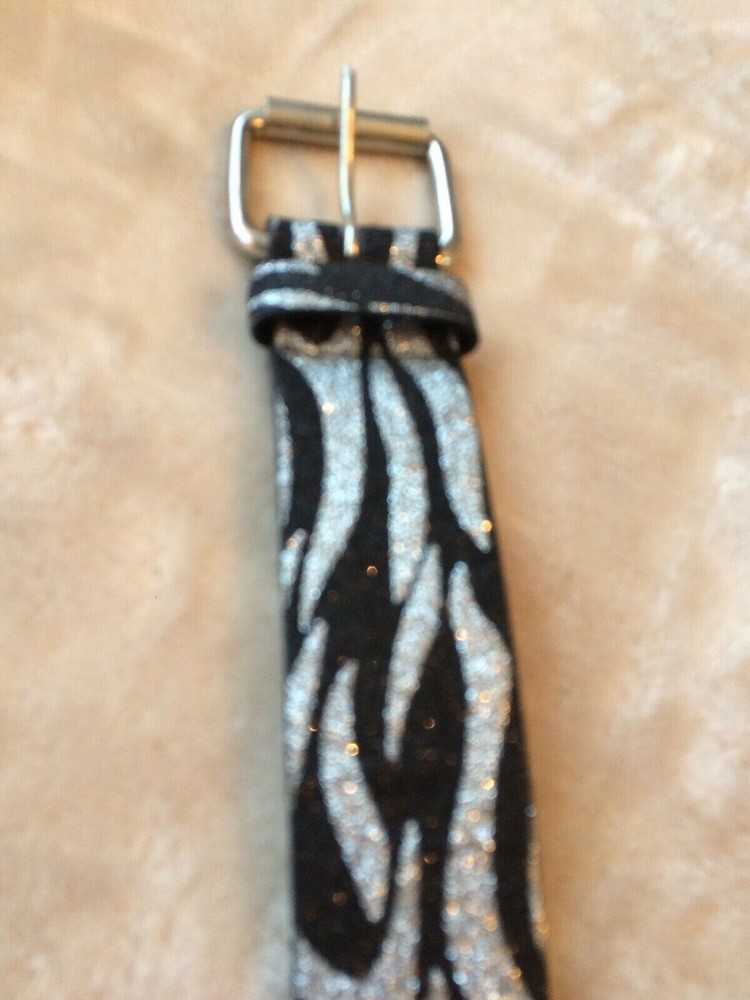 Leather And Fabric Glitter Belt Size Medium
