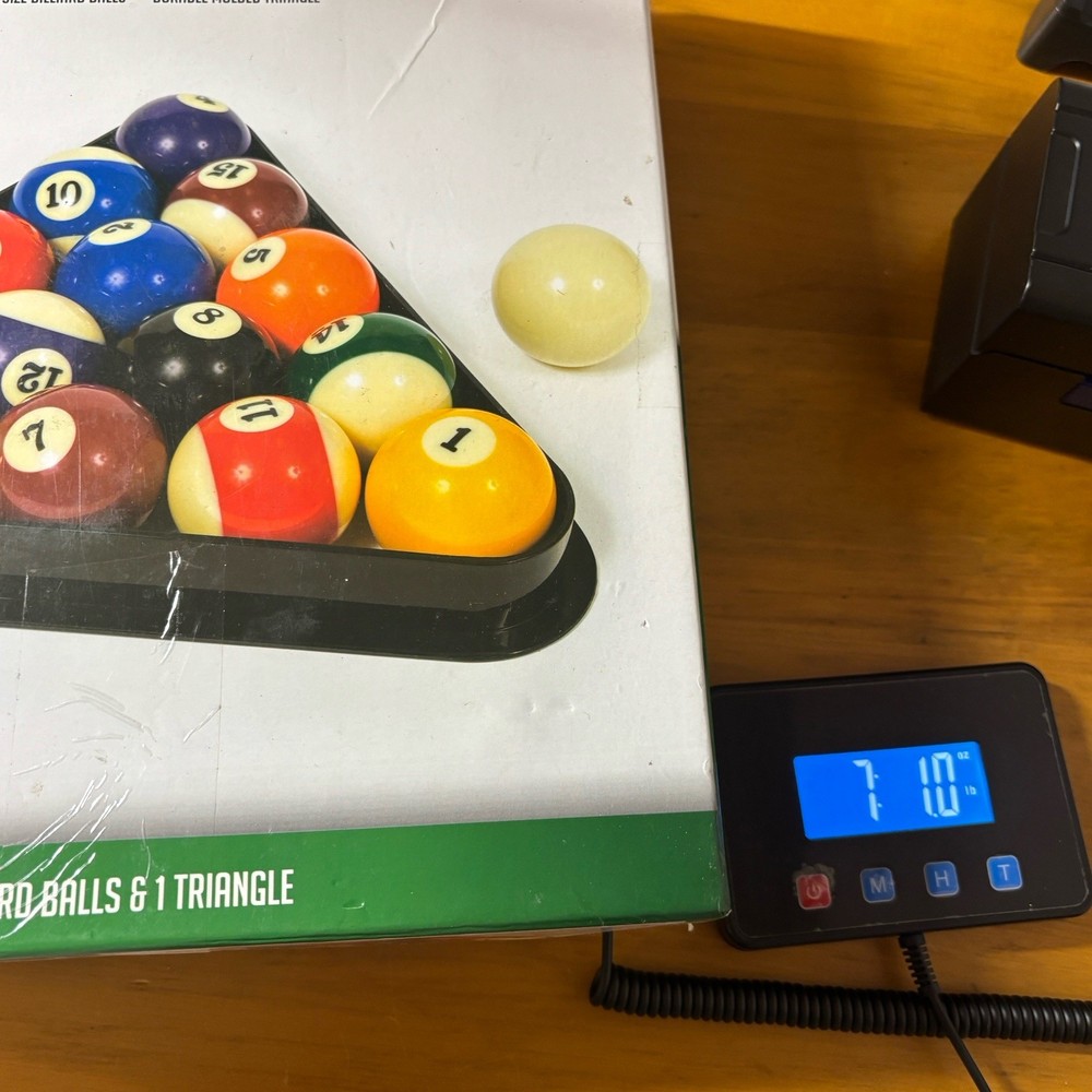 Billiard Ball Set with Molded Triangle, Official Size 7.1 Lbs